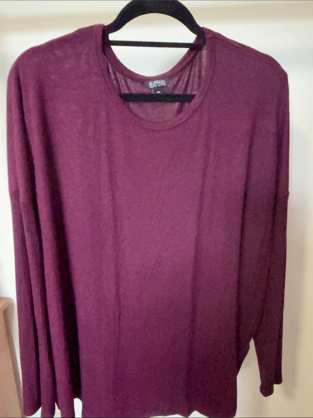 Buffalo David Bitton Maroon plum purple ribbed Long Sleeve lightweight top
